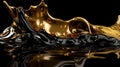 Abstract Elegance: Stunning Liquid Gold Sways Obscured By Shadows on a Black Background