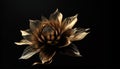 Abstract elegance yellow dahlia ornate petals on black background generated by AI