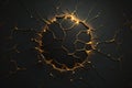 Abstract black background with golden cracks. Generative AI