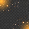 Abstract elegant bokeh and dot golden light effect on dark. Celebration. Sparkling magic dust particles. Eps 10 Royalty Free Stock Photo