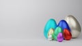 Abstract elegant colorful Easter eggs isolated on white during the festive season of Easter 3d rendering Royalty Free Stock Photo
