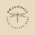 Abstract elegant dragonfly line logo icon design. Beautiful lined sign