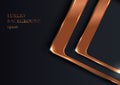 Abstract elegant geometric rounded square shiny metallic copper on black background luxury style