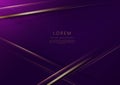 Abstract elegant gold lines diagonal on purple background. Luxury style with copy space for text Royalty Free Stock Photo