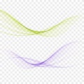 Abstract elegant light waves set in blue, green colors and smooth dynamic style on transparent background. Vector Royalty Free Stock Photo