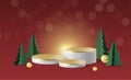 Abstract elegant mock up scene. geometry gold podium shape for show product display. stage pedestal or platform. winter Christmas