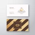 Abstract Elegant Vector Coffee Logo and Business Card Template. Hand Drawn Golden Coffee Bean. Premium Stationary