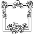 Abstract element floral frame black and white. Vector Royalty Free Stock Photo