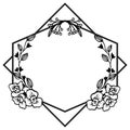 Abstract element floral frame black and white. Vector Royalty Free Stock Photo