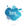 Sale 30% off sign abstract design, with gradient blue. Royalty Free Stock Photo