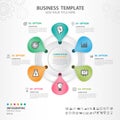 Abstract elements of cycle diagram with 6 steps, options, Vector illustration, web design, presentation, diagram, flower chart,