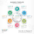 Abstract elements of gear diagram with 6 steps, options, Vector illustration, web design, presentation, diagram, timeline, chart