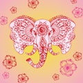 Abstract elephant in Indian style mehndi