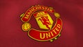 Abstract emblem of the Manchester United professional football club, London. Motion. Concept of sport. For editorial use