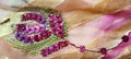 Abstract embroidery cloth image wallpaper flower shiny beads