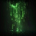 Abstract Emerald Green Light Cascade Against Dark Background in Glowing Particles Royalty Free Stock Photo