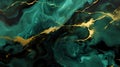 Abstract emerald marble texture with golden lines on glossy surface for background or wallpaper presentation. Aspect ratio 16:9.