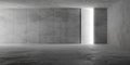 Abstract empty, modern concrete room with indirect lighting from side wall and door opening in backwall - industrial interior