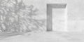 Abstract empty, modern concrete wall or room with rectangular doorframe recess or niche with tree shadow and copy space -
