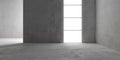 Abstract empty, modern concrete walls room with indirect lit backwall with window and rough floor - industrial interior or gallery