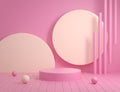 Abstract Empty Pink Podium Background With Wood Floor 3d Render