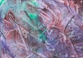 Abstract encaustic painting with texture effect in purple, green and mauve Royalty Free Stock Photo