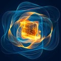 Abstract energy core with intertwined light streams, geometric composition, and glowing elements Royalty Free Stock Photo