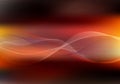 Abstract energy red and yellow color light horizontal on dark background with lines wave curve . Technology concept