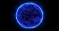 Abstract energy sphere round planet star futuristic cosmic blue beautiful glowing magic on black background. Abstract background Royalty Free Stock Photo