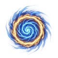 Abstract Energy Vortex with Blue and Golden Emanations on White Royalty Free Stock Photo