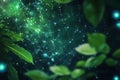 Abstract Environmental Monitoring Concept with Green Leaves and Nodes