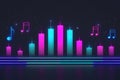 Abstract equalizer background, A colorful display of musical notes and candles Royalty Free Stock Photo