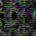 Abstract error noise digital wavy neon green pink lines with grey error crash on dark background, cyberspace