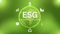 Abstract ESG with icon concept sustainable corporate development Environment, Social, and Governance