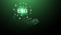 Abstract ESG with icons, concepts, digital hands, wireframes, sustainable corporate development, Environment, Social, and