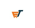 Abstract ET Letter Shopping basket Shape Creative Logo