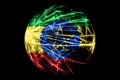 Abstract Ethiopia sparkling flag, Christmas ball concept isolated on black background