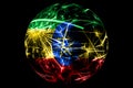 Abstract Ethiopia sparkling flag, Christmas holiday ball concept isolated on black background