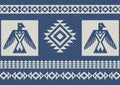 Abstract ethnic pattern with eagles denim background Royalty Free Stock Photo