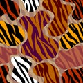 Abstract brown animal exotic pattern in patchwork style. Royalty Free Stock Photo