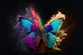 Abstract exploring powder color painting in concept of fantasy butterfly