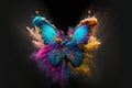 Abstract exploring powder color painting in concept of fantasy butterfly