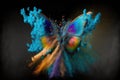 Abstract exploring powder color painting in concept of fantasy butterfly