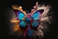 Abstract exploring powder color painting in concept of fantasy butterfly