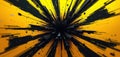 Abstract explosion of black and yellow sharp fragments creating dynamic radial pattern. Geometric shapes burst from center, Royalty Free Stock Photo