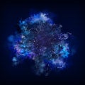 Abstract explosion of blue lighting smoke storm background