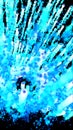 Abstract explosion of glowing blue particles bursting outward in energetic dynamic motion Royalty Free Stock Photo