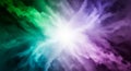 Abstract Explosion of Green and Purple Nebula with Bright White Center space galaxy Royalty Free Stock Photo