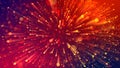 Abstract explosion of multicolored shiny particles or light rays like laser show. 3d render abstract beautiful Royalty Free Stock Photo