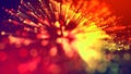 Abstract explosion of multicolored shiny particles or light rays like laser show. 3d render abstract beautiful Royalty Free Stock Photo